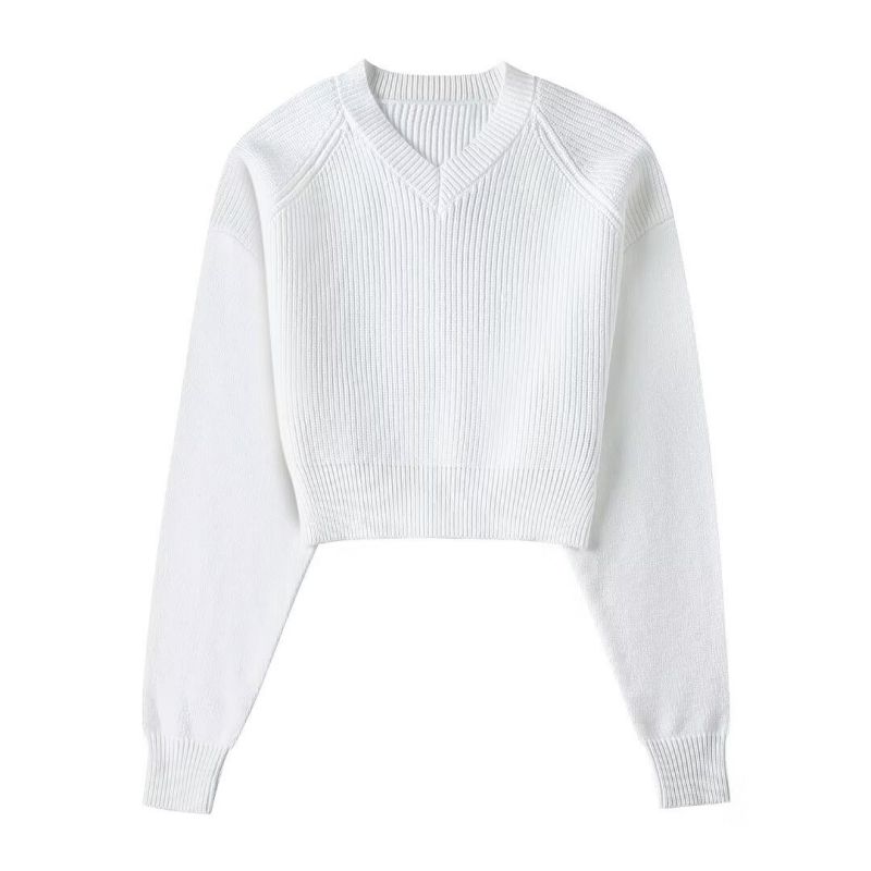 Fashion White Knitted Pullover Sweater
