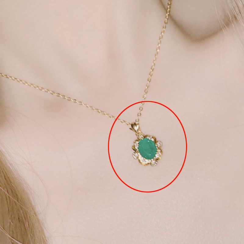 Fashion 12# Copper And Diamond Oval Necklace