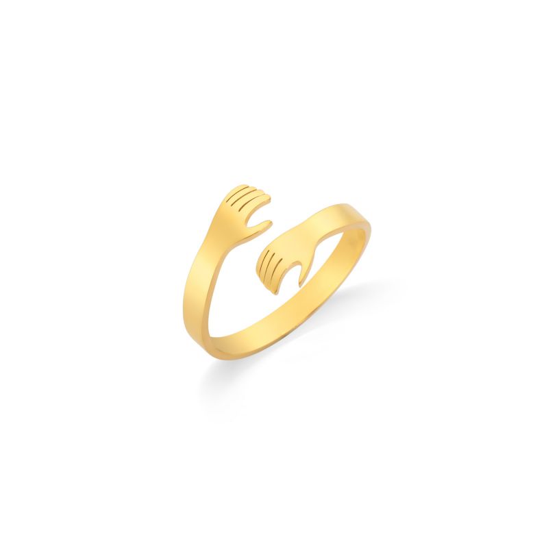 Fashion Gold Stainless Steel Hug Men's Open Ring