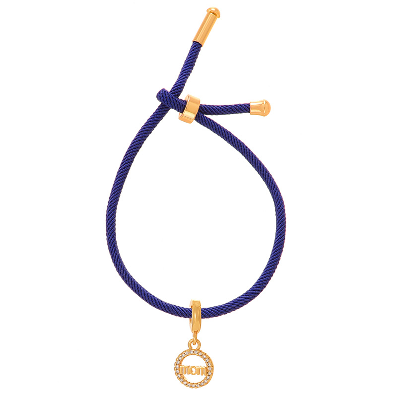 Fashion Navy Blue Copper Inlaid Zircon Round Letter Mom Pendant Braided Bracelet