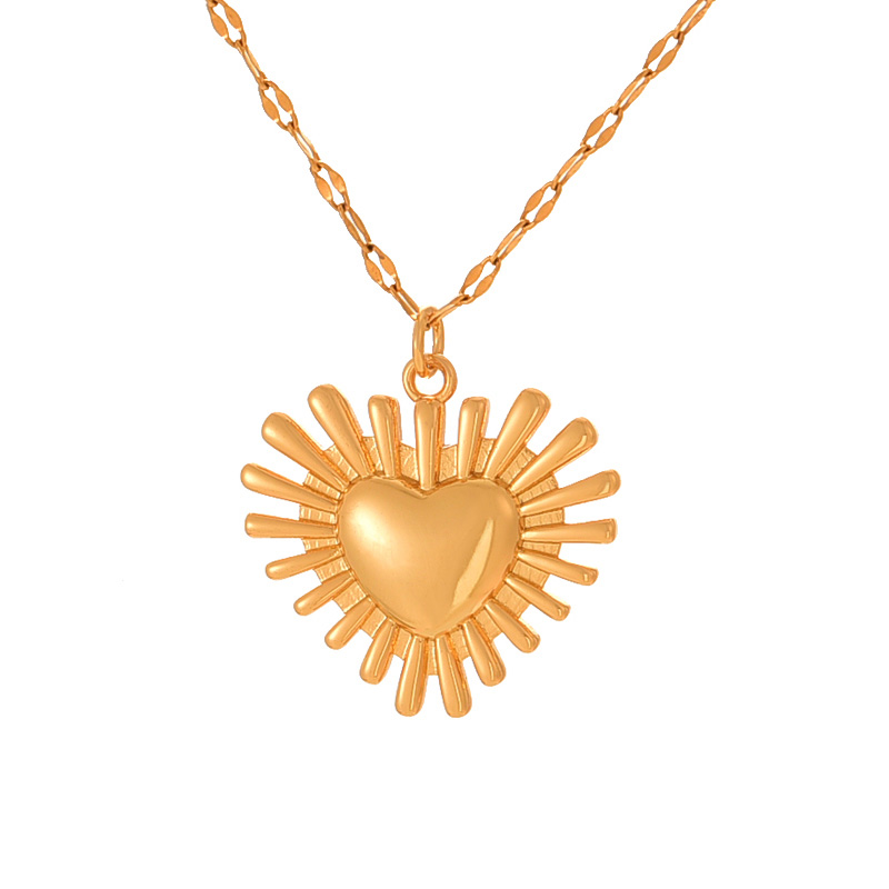 Fashion Golden 1 Titanium Steel Irregular Love Pendant Necklace