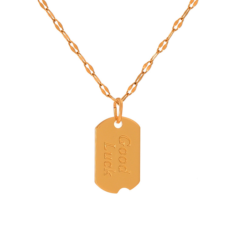 Fashion Golden 2 Titanium Steel Letter Irregular Square Plate Pendant Necklace