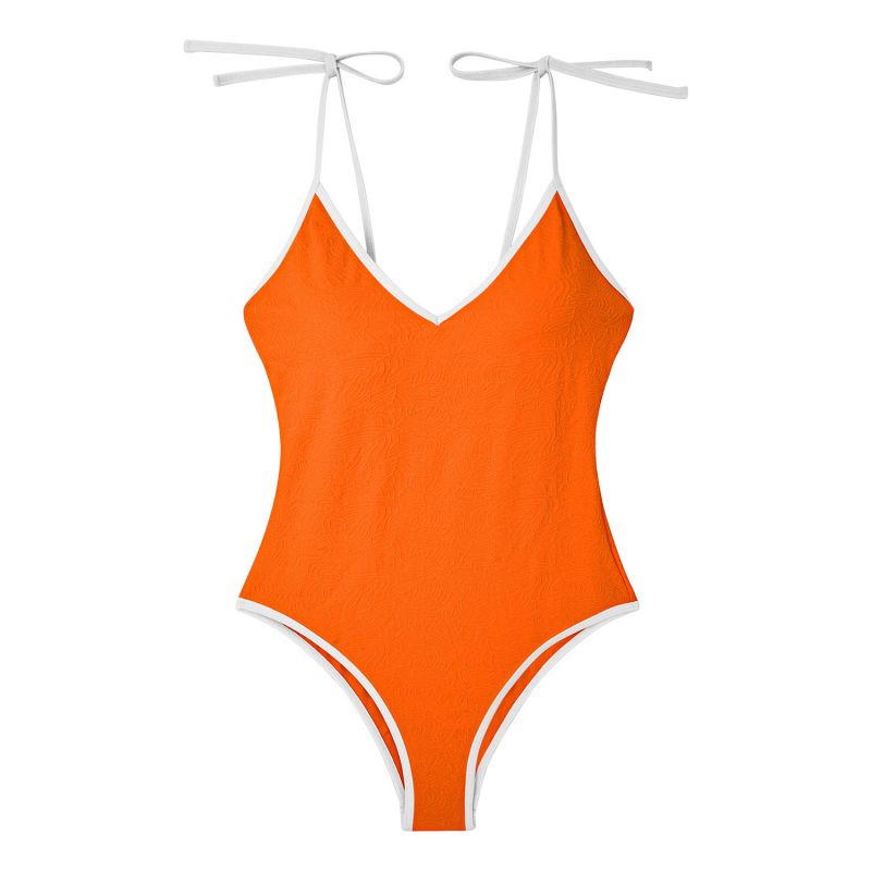 Fashion Orange Nylon Strappy One-piece Swimsuit
