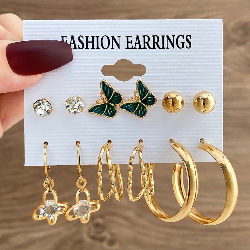 Fashion 10# Alloy Butterfly Geometric Earrings Set