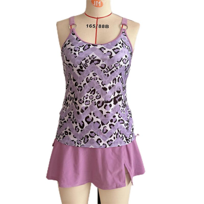 Fashion Purple Nylon Printed Split Swimsuit