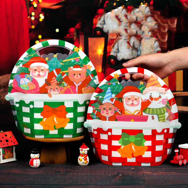 Fashion Christmas Basket 2-in-1 Pet Self-sealing Cartoon Portable Packaging Bag
