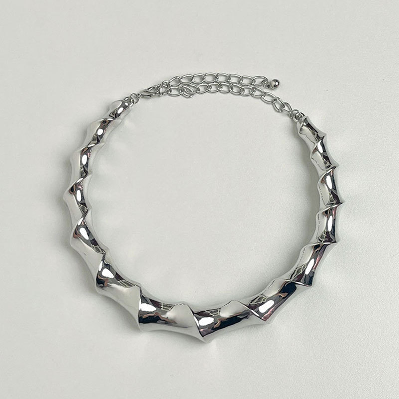 Fashion Silver Metal Twist Collar