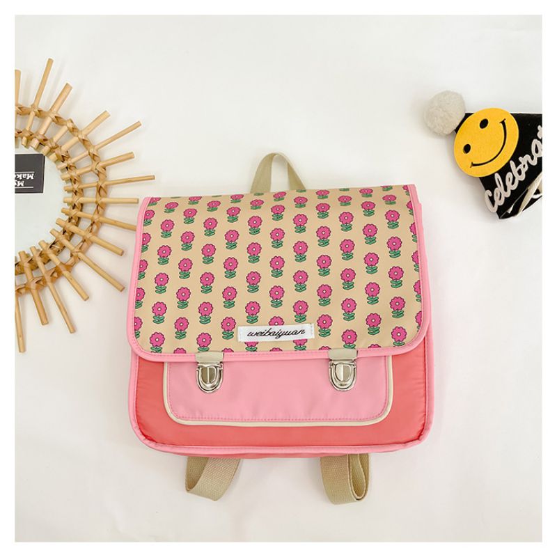 Fashion Pink Large Size Nylon Printed Large Capacity Backpack