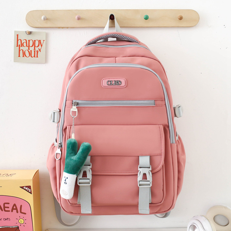 Fashion Pink Belt Pendant Oxford Cloth Large Capacity Backpack