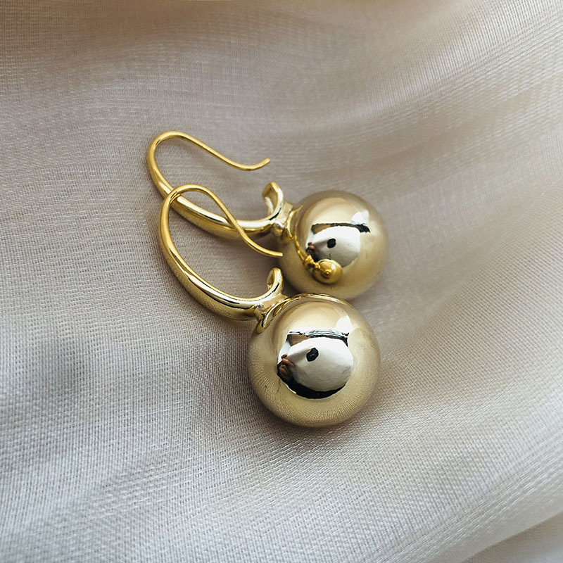 Fashion Gold Copper Geometric Ball Stud Earrings