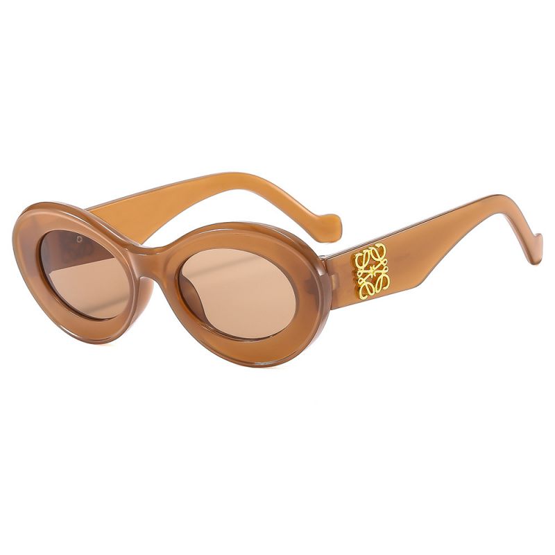 Fashion Transparent Tea Frame Tea Tablets Ac Round Sunglasses