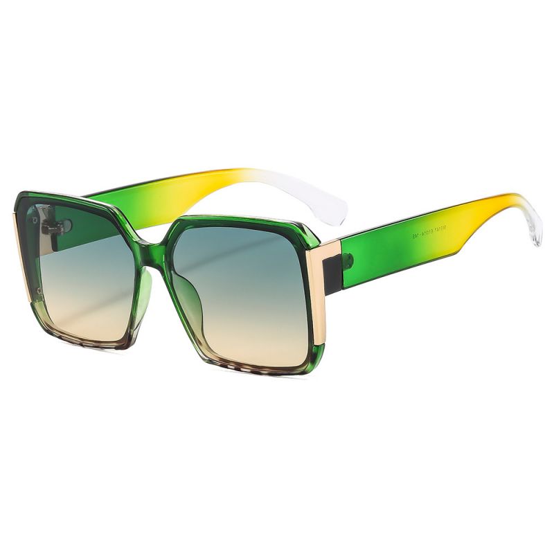 Fashion Green On Top And Tortoiseshell On Bottom/green And Yellow Slices Ac Square Large Frame Sunglasses