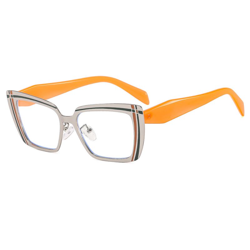 Fashion Silver Frame Orange Legs Pc Flat Glasses Frame