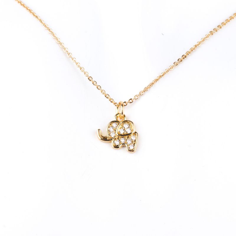 Fashion 10pcs Gold Elephant Necklace Copper And Diamond Elephant Necklace
