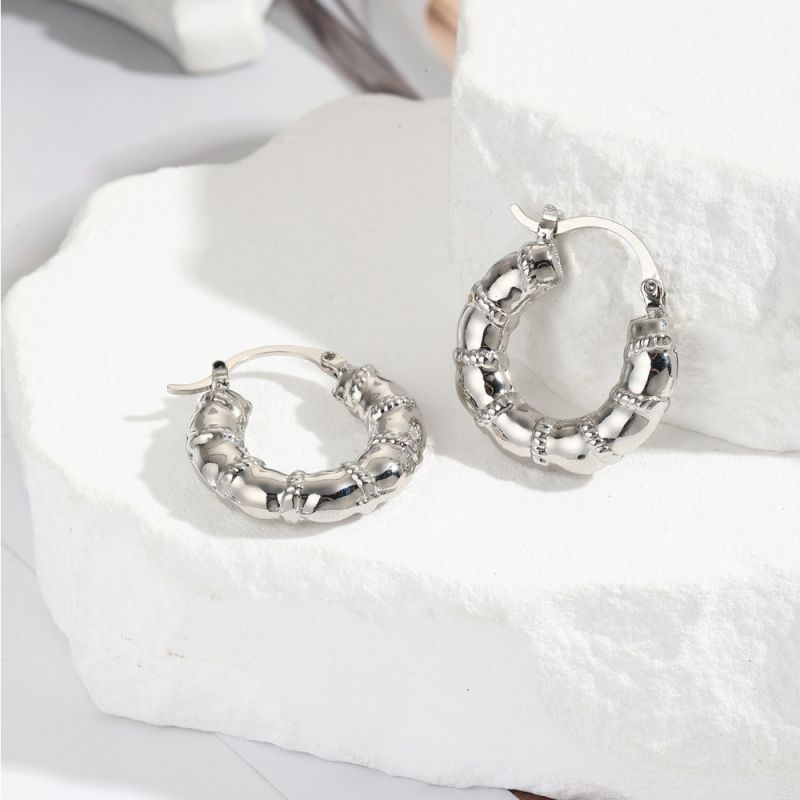 Fashion Silver Copper Round Earrings