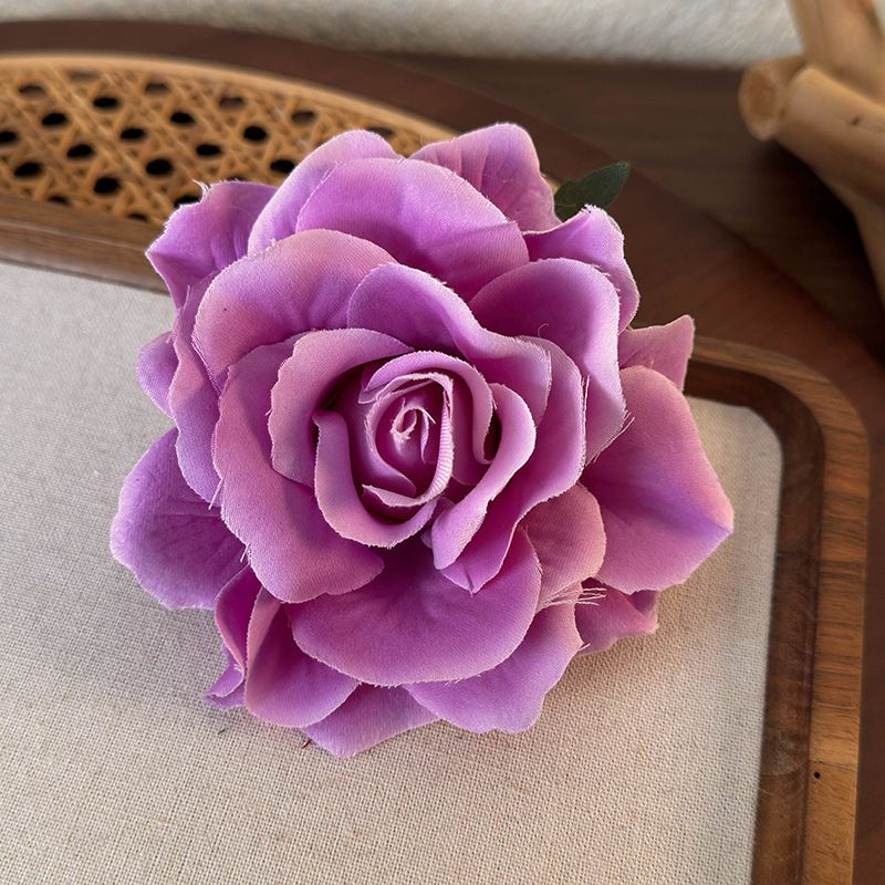 Fashion D Purple And White Rose Fabric Flower Hairpin