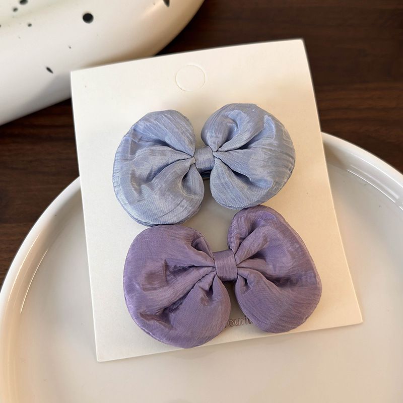Fashion D Blue And Purple Two-piece Set Fabric Contrasting Color Bow Children's Hair Clip