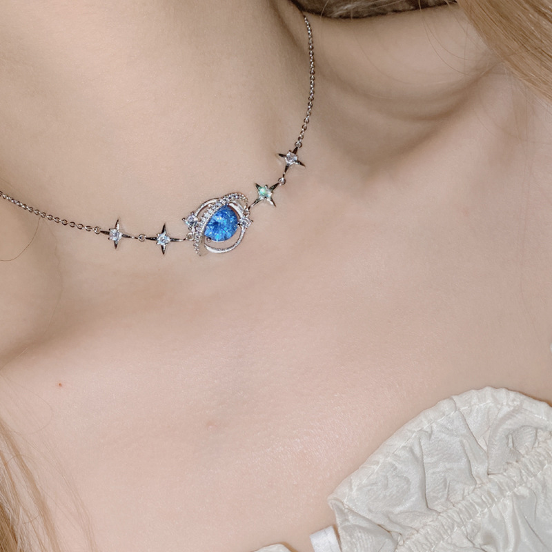 Fashion Aqua Planet Necklace [without Diamonds] Copper And Diamond Planet Necklace