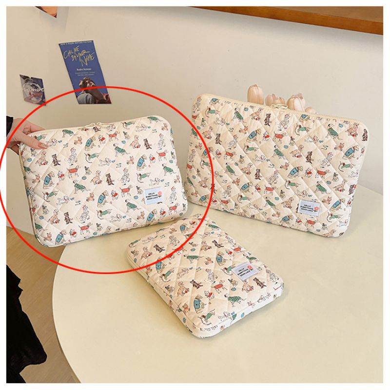 Fashion Medium Size Puppy Cotton Printed Large Capacity Tablet Case