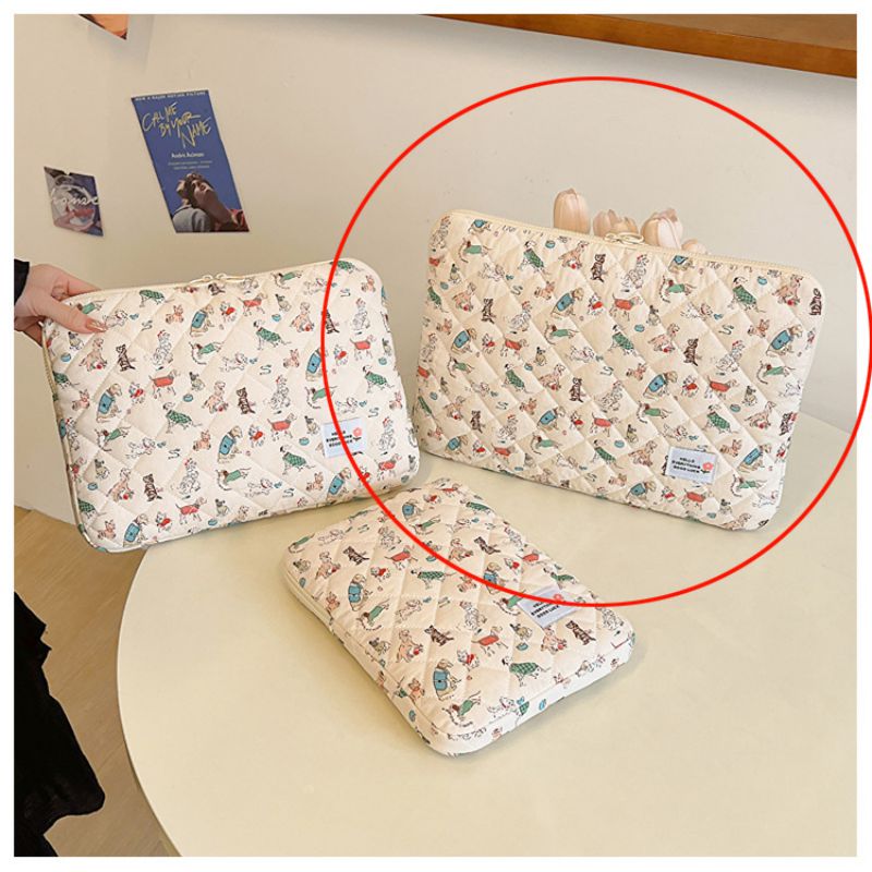 Fashion Large Puppy Cotton Printed Large Capacity Tablet Case