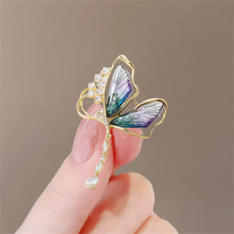Fashion Butterfly Tassel—purple Alloy Diamond Butterfly Brooch