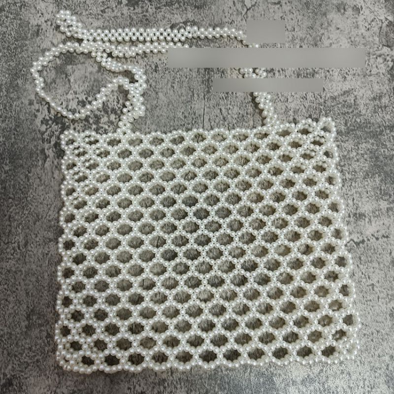 Fashion Pearl Color Acrylic Beaded Cutout Shoulder Bag