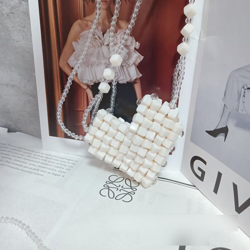 Fashion Candy Vanilla Acrylic Sugar Cube Woven Love Crossbody Bag