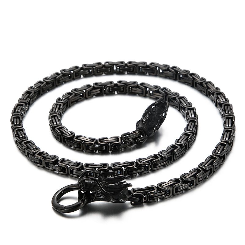 Fashion Black Faucet Kn113577-z Stainless Steel Geometric Chain Faucet Men's Necklace