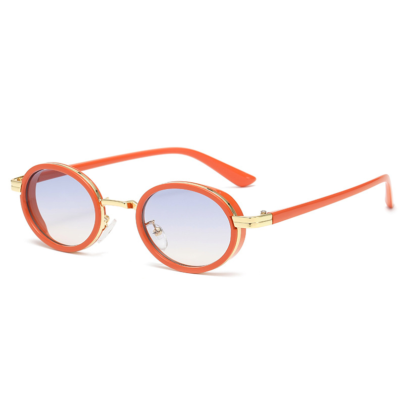 Fashion Orange Blue Oval Small Frame Sunglasses