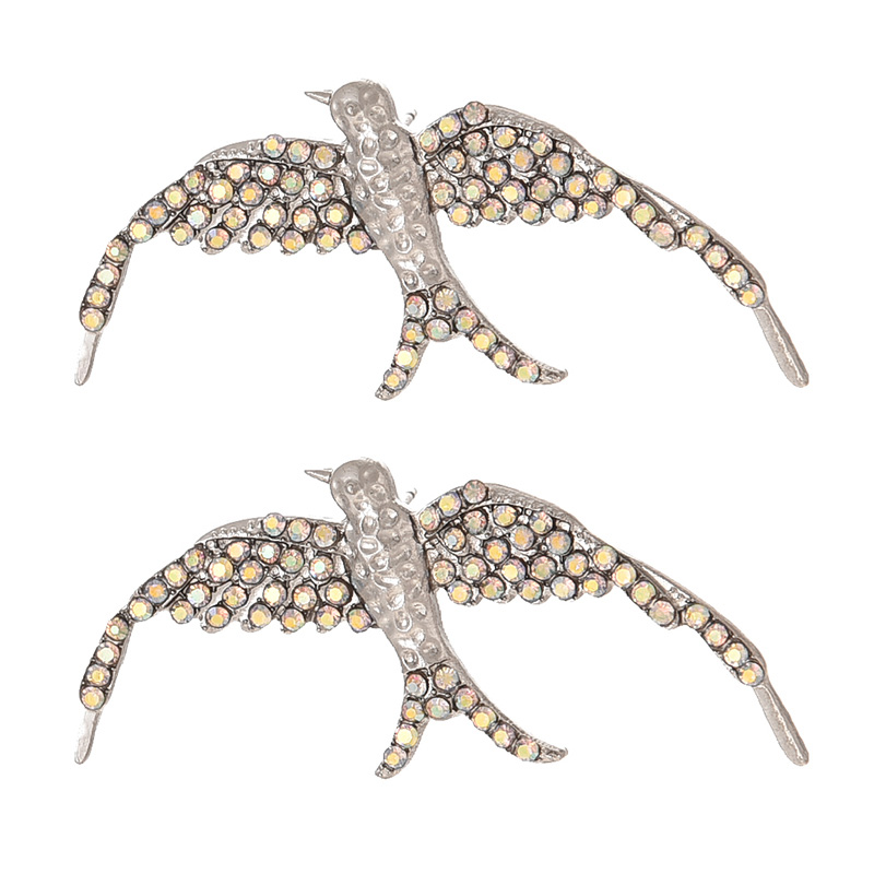 Fashion Silver Alloy Diamond Bird Stud Earrings