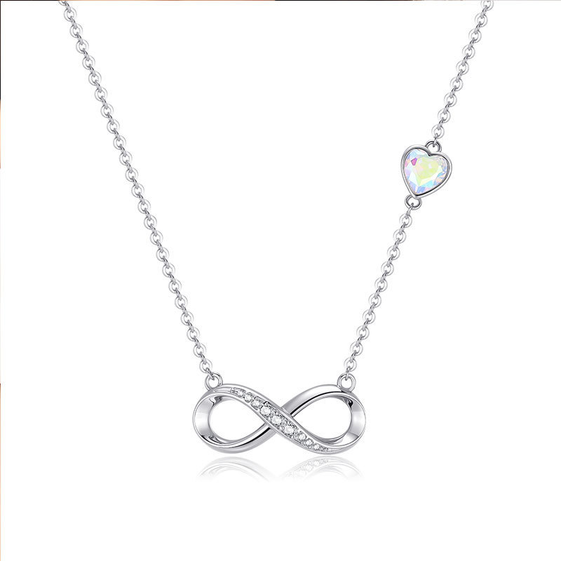 Fashion Silver Necklace-color Copper And Diamond Love Heart And Diamond 8-figure Necklace