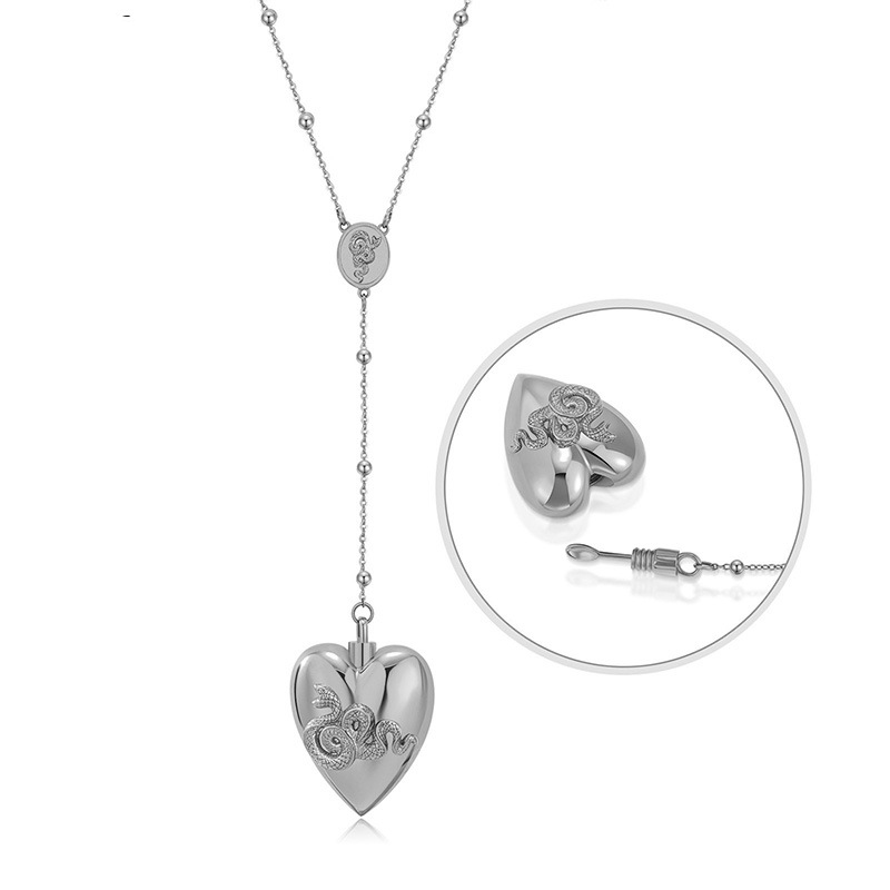Fashion Silver Stainless Steel Love Snake Y-shaped Necklace