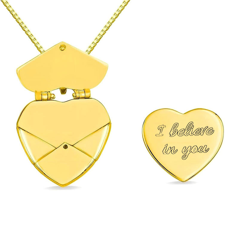 Fashion Gold—i Believe In You Copper Openable Love Necklace