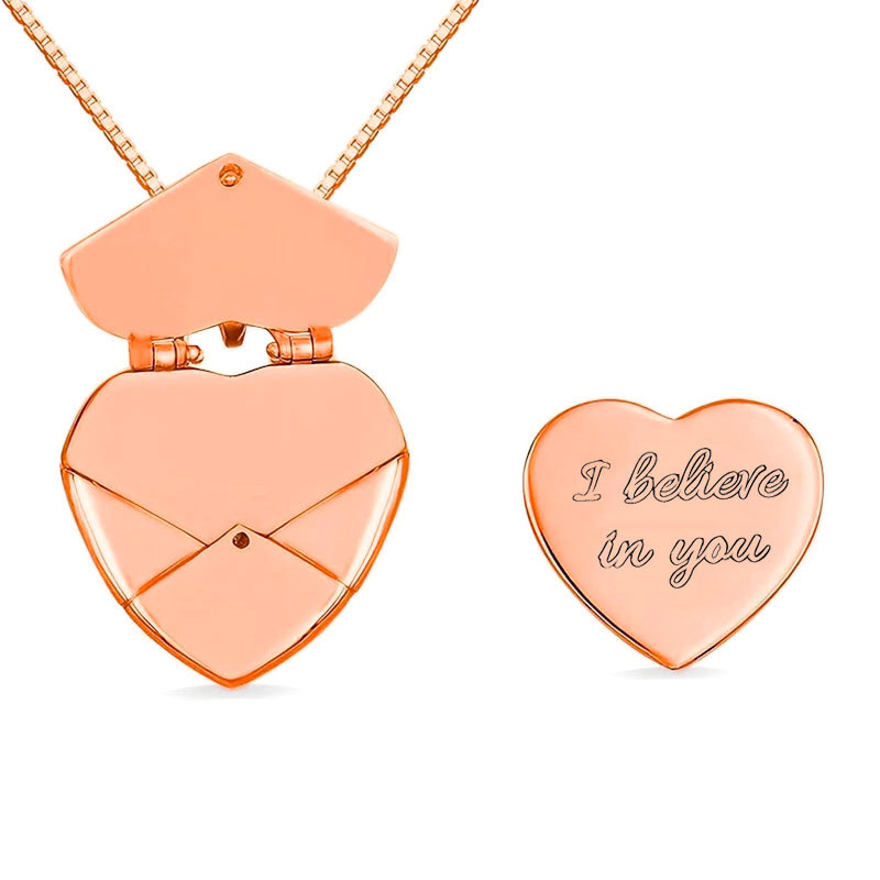 Fashion Rose Gold—i Believe In You Copper Openable Love Necklace