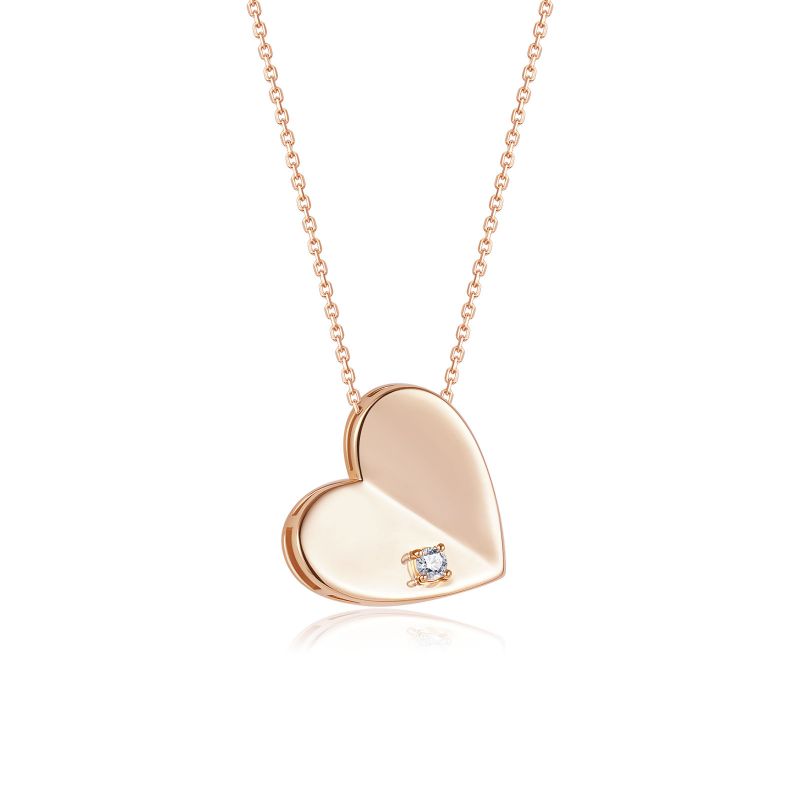 Fashion Rose Gold Copper Diamond Love Necklace