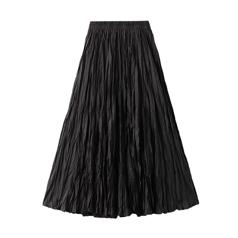 Fashion Black Polyester Pleated Skirt