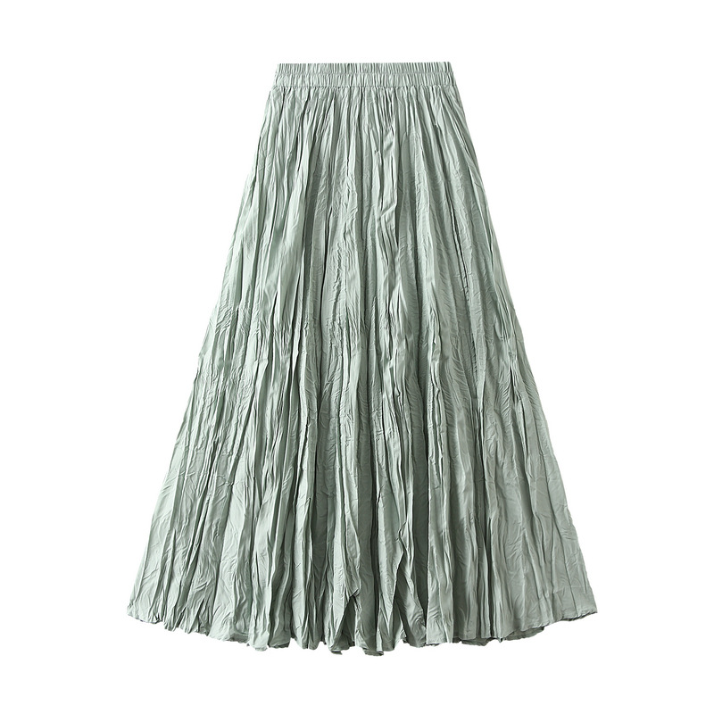 Fashion Green Polyester Pleated Skirt