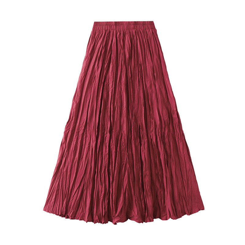 Fashion Date Red Polyester Pleated Skirt