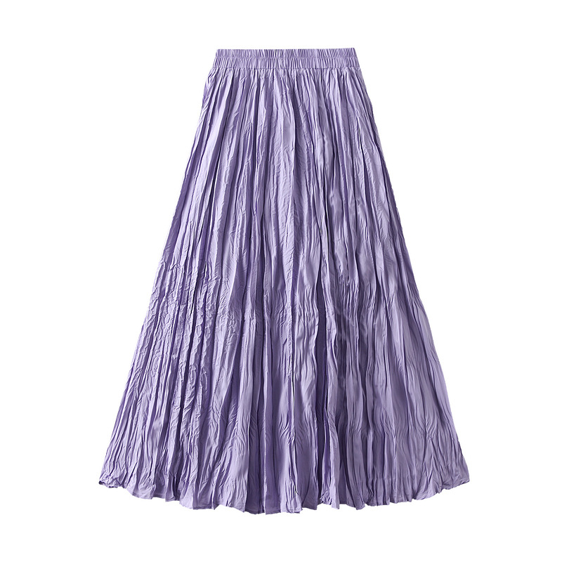 Fashion Purple Polyester Pleated Skirt