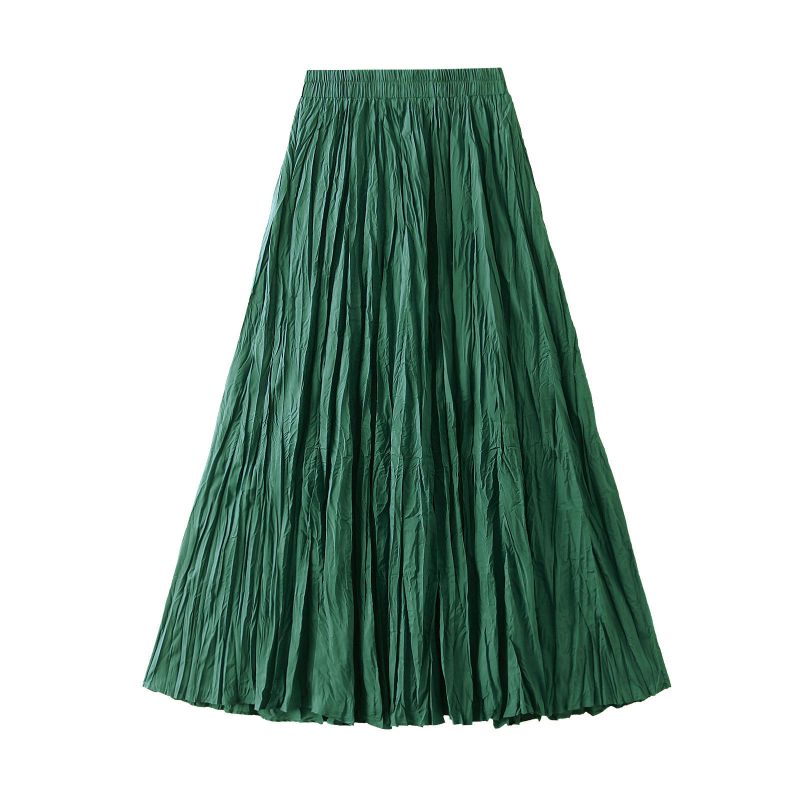 Fashion Dark Green Polyester Pleated Skirt