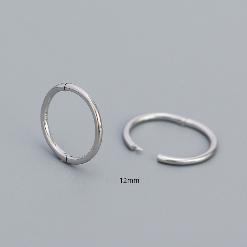 Fashion Platinum (12mm) Silver Piercing Geometric Round Nose Ring