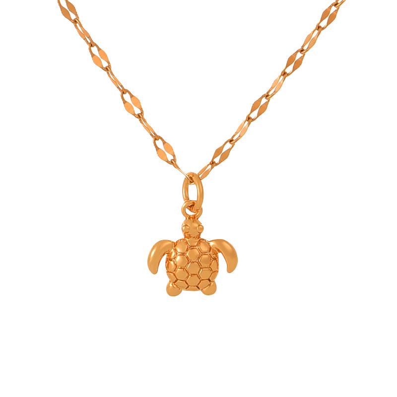 Fashion Golden-9 Titanium Steel Geometric Turtle Necklace