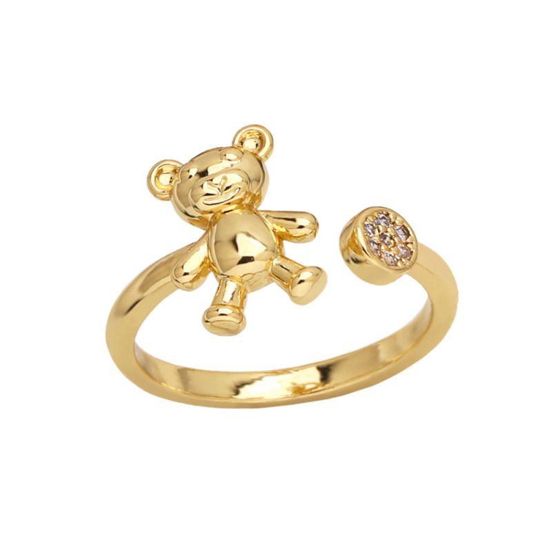 Fashion B Gold-plated Copper And Diamond Bear Open Ring