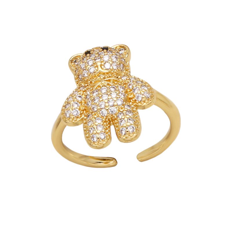 Fashion B Gold-plated Copper Geometric Open Ring With Diamonds