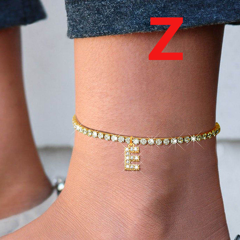 Fashion Z Zircon Letter:anklet Metal Zirconium 26 Letter Anklet