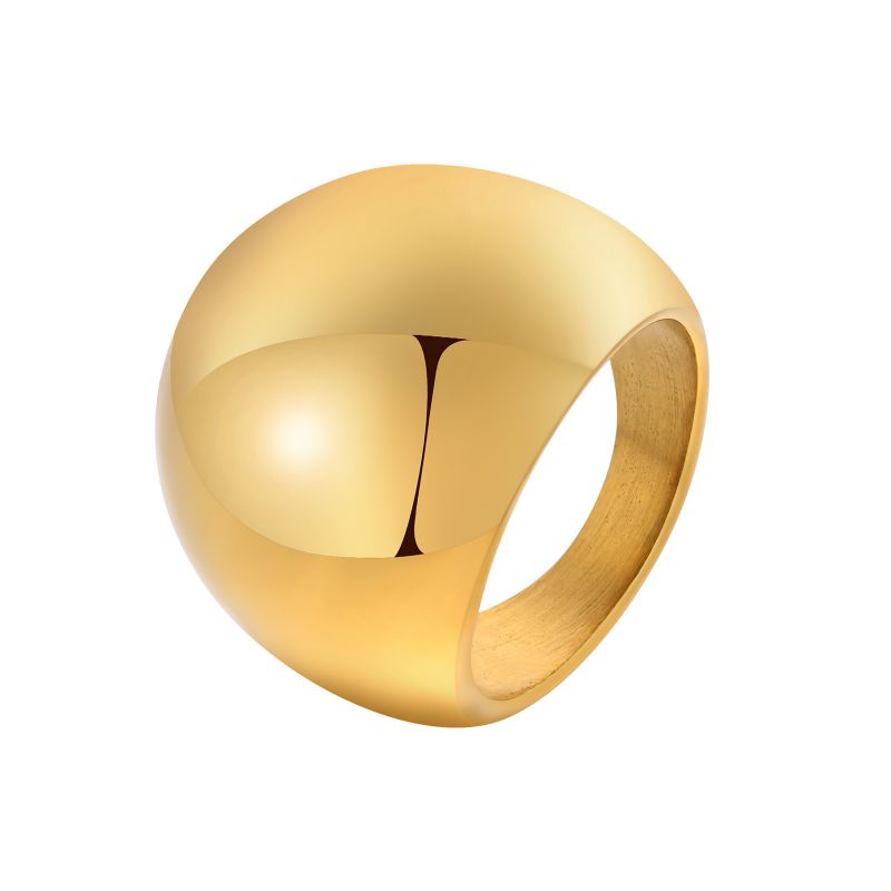 Fashion Gold Stainless Steel Smooth Arc Ring