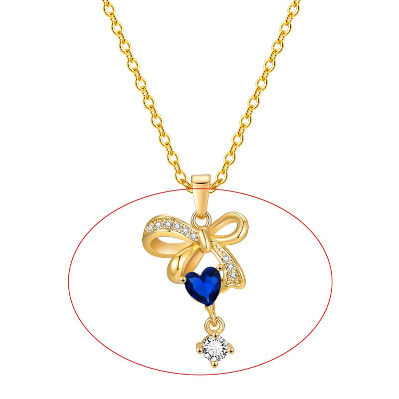 Fashion Single Pendant-blue Zircon Stainless Steel Diamond Love Bow Pendant