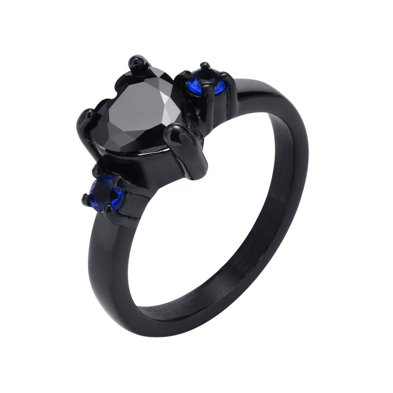Fashion Black Titanium Steel Diamond Love Ring