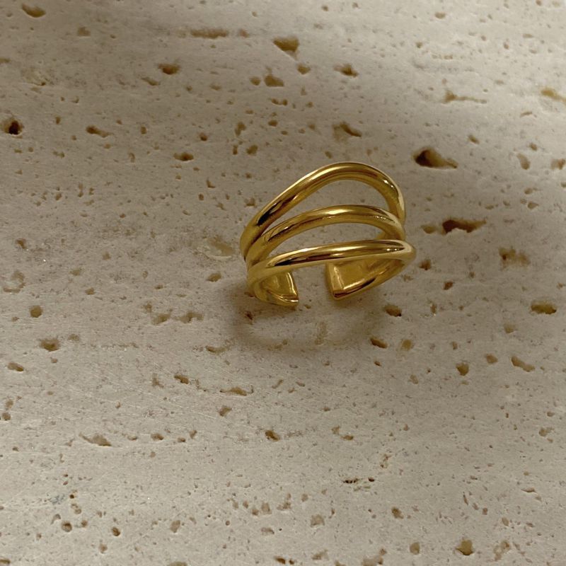 Fashion Style Three Titanium Steel Geometric Irregular Ring