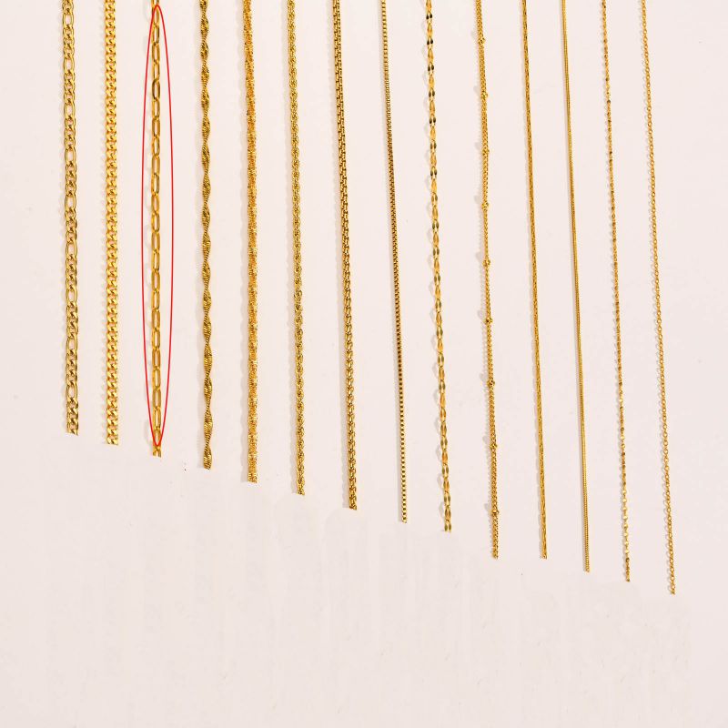Fashion Flat Long Cross Chain/gold Width 3mm Length 40+5 Titanium Steel Geometric Chain Necklace